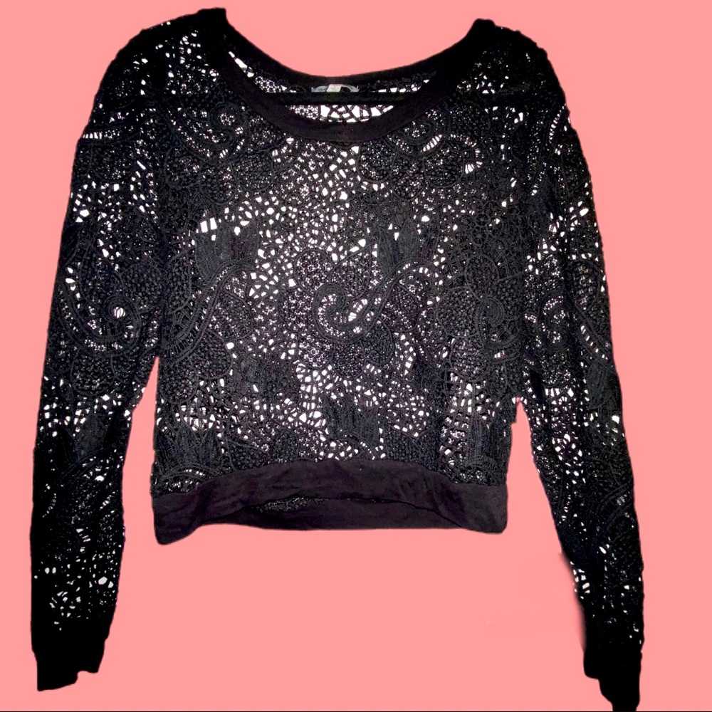 Women’s Crochet Design Long Sleeve Shirt